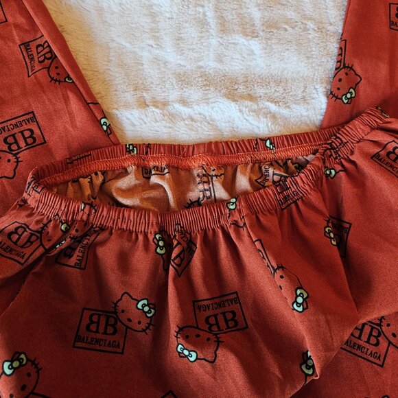 BALENCIAGA HELLO KITTY Womens Rust Lightweight Lounge Pants with Pockets No Tags - Picture 4 of 7
